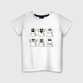 Детская футболка хлопок с принтом Ghost в Курске, 100% хлопок | круглый вырез горловины, полуприлегающий силуэт, длина до линии бедер | fear | ghost | halloween | horror | приведение | призрак | ужас | хэллоуин