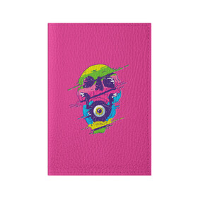 Обложка для паспорта матовая кожа с принтом Череп в Курске, натуральная матовая кожа | размер 19,3 х 13,7 см; прозрачные пластиковые крепления | psychedelic | skull | психоделика | череп | черепа