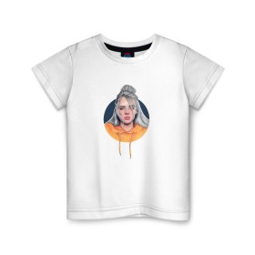 Детская футболка хлопок с принтом Billie Eilish в Курске, 100% хлопок | круглый вырез горловины, полуприлегающий силуэт, длина до линии бедер | Тематика изображения на принте: music | pop | айлиш | билли | музыка