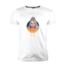 Мужская футболка премиум с принтом Billie Eilish в Курске, 92% хлопок, 8% лайкра | приталенный силуэт, круглый вырез ворота, длина до линии бедра, короткий рукав | music | pop | айлиш | билли | музыка