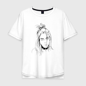 Мужская футболка хлопок Oversize с принтом Billie Eilish в Курске, 100% хлопок | свободный крой, круглый ворот, “спинка” длиннее передней части | Тематика изображения на принте: music | pop | айлиш | билли | музыка