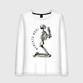 Женский лонгслив хлопок с принтом Memento mori в Курске, 100% хлопок |  | cool | creative | design | fashion | hype | life | quote | skeleton | skull | vanguard | wisdom | авангард | жизнь | креатив | круто | мода | мудрость | память | скелет | философия | хайп | цитата | череп