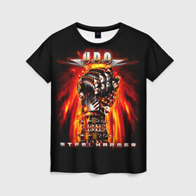 Женская футболка 3D с принтом U.D.O. в Курске, 100% полиэфир ( синтетическое хлопкоподобное полотно) | прямой крой, круглый вырез горловины, длина до линии бедер | heavy metal | metal | u.d.o. | udo | группы | метал | музыка | пауэр метал | рок | удо диркшнайдер | хэви метал