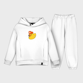 Детский костюм хлопок Oversize с принтом DUCKrio в Курске,  |  | duck | duckpack | game | gamer | желтый | игра | марио | милый | усы | утенок | утка