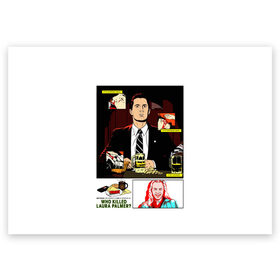 Поздравительная открытка с принтом Твин Пикс в Курске, 100% бумага | плотность бумаги 280 г/м2, матовая, на обратной стороне линовка и место для марки
 | black lodge | twin peaks | агент купер | дэвид линч | лора палмер | огонь иди со мной | сериалы | твин пикс