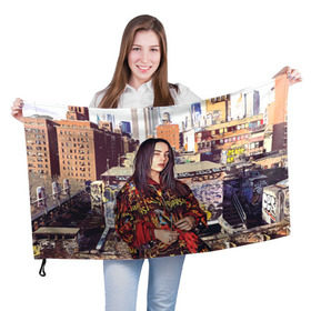 Флаг 3D с принтом Billie Eilish в Курске, 100% полиэстер | плотность ткани — 95 г/м2, размер — 67 х 109 см. Принт наносится с одной стороны | билли айлиш | певица