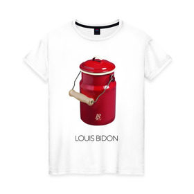 Женская футболка хлопок с принтом Louis Bidon в Курске, 100% хлопок | прямой крой, круглый вырез горловины, длина до линии бедер, слегка спущенное плечо | антитренд | луи витон