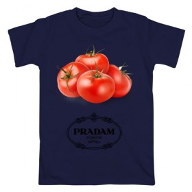 Мужская футболка хлопок с принтом PRADAM в Курске, 100% хлопок | прямой крой, круглый вырез горловины, длина до линии бедер, слегка спущенное плечо. | антитренд | прада