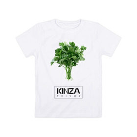 Детская футболка хлопок с принтом KINZA в Курске, 100% хлопок | круглый вырез горловины, полуприлегающий силуэт, длина до линии бедер | kinzo | антитренд | кинзо