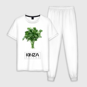 Мужская пижама хлопок с принтом KINZA в Курске, 100% хлопок | брюки и футболка прямого кроя, без карманов, на брюках мягкая резинка на поясе и по низу штанин
 | kinzo | антитренд | кинзо