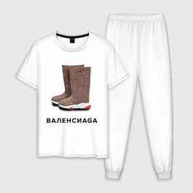 Мужская пижама хлопок с принтом Валенсиаga в Курске, 100% хлопок | брюки и футболка прямого кроя, без карманов, на брюках мягкая резинка на поясе и по низу штанин
 | balenciaga | антитренд | баленсиага