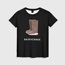 Женская футболка 3D с принтом Валенсиаga в Курске, 100% полиэфир ( синтетическое хлопкоподобное полотно) | прямой крой, круглый вырез горловины, длина до линии бедер | Тематика изображения на принте: balenciaga | антитренд | баленсиага