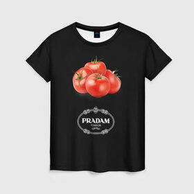 Женская футболка 3D с принтом PRADAM в Курске, 100% полиэфир ( синтетическое хлопкоподобное полотно) | прямой крой, круглый вырез горловины, длина до линии бедер | Тематика изображения на принте: антитренд | прада