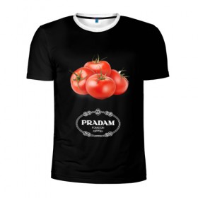 Мужская футболка 3D спортивная с принтом PRADAM в Курске, 100% полиэстер с улучшенными характеристиками | приталенный силуэт, круглая горловина, широкие плечи, сужается к линии бедра | Тематика изображения на принте: антитренд | прада