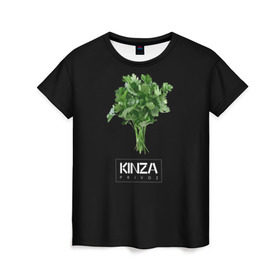 Женская футболка 3D с принтом KINZA в Курске, 100% полиэфир ( синтетическое хлопкоподобное полотно) | прямой крой, круглый вырез горловины, длина до линии бедер | kinzo | антитренд | кинзо