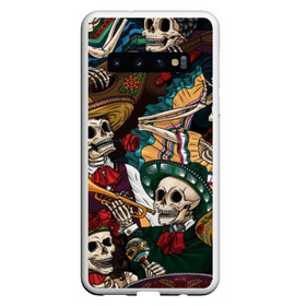 Чехол для Samsung Galaxy S10 с принтом Мексиканская Вечеринка в Курске, Силикон | Область печати: задняя сторона чехла, без боковых панелей | party | амиго | маракасы | мексика | мехико | скелет | сомбреро | текила | черепа