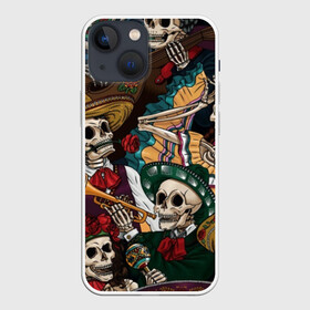 Чехол для iPhone 13 mini с принтом Мексиканская Вечеринка в Курске,  |  | party | амиго | маракасы | мексика | мехико | скелет | сомбреро | текила | черепа