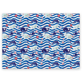 Поздравительная открытка с принтом Киты и дельфины в Курске, 100% бумага | плотность бумаги 280 г/м2, матовая, на обратной стороне линовка и место для марки
 | Тематика изображения на принте: animals | background | boats | fashion | hearts | paper | sea | style | text | water | вода | волны | графика | дельфины | детский | иллюстрация | картинка | мода | море | морские | надпись | океан | орнамент | полоски | пуговицы | пунктир