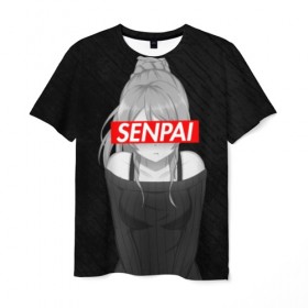 Мужская футболка 3D с принтом Anime (Senpai 5) в Курске, 100% полиэфир | прямой крой, круглый вырез горловины, длина до линии бедер | ahegao | anime | manga | sempai | senpai | аниме | ахегао | манга | семпай | сенпай