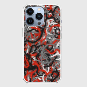 Чехол для iPhone 13 Pro с принтом Сколопендры в Курске,  |  | Тематика изображения на принте: камуфляж | красный | лапки | милитари | многоножка | насекомые | орнжевый | паттрен | серый | сороконожка | узор