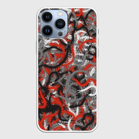 Чехол для iPhone 13 Pro Max с принтом Сколопендры в Курске,  |  | Тематика изображения на принте: камуфляж | красный | лапки | милитари | многоножка | насекомые | орнжевый | паттрен | серый | сороконожка | узор
