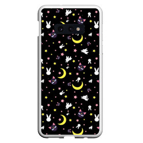 Чехол для Samsung S10E с принтом Sailor Moon Pattern в Курске, Силикон | Область печати: задняя сторона чехла, без боковых панелей | Тематика изображения на принте: аниме | детский | зайчик | зая | звезды | кролик | луна в матроске | матросска | месяц | милота | милый | небо | паттерн | сейлор мун | черный