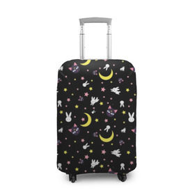 Чехол для чемодана 3D с принтом Sailor Moon Pattern в Курске, 86% полиэфир, 14% спандекс | двустороннее нанесение принта, прорези для ручек и колес | аниме | детский | зайчик | зая | звезды | кролик | луна в матроске | матросска | месяц | милота | милый | небо | паттерн | сейлор мун | черный