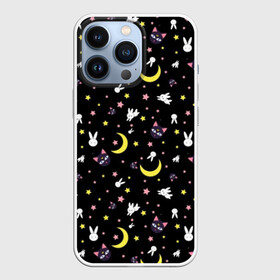Чехол для iPhone 13 Pro с принтом Sailor Moon Pattern в Курске,  |  | аниме | детский | зайчик | зая | звезды | кролик | луна в матроске | матросска | месяц | милота | милый | небо | паттерн | сейлор мун | черный