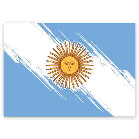 Поздравительная открытка с принтом Аргентина в Курске, 100% бумага | плотность бумаги 280 г/м2, матовая, на обратной стороне линовка и место для марки
 | argentina | аргентина | аргентинская сборная | сборная | сборная аргентины | сборная аргентины по футболу | сборные | форма | футбол | футбольные сборные | чемпионат | чемпионат мира