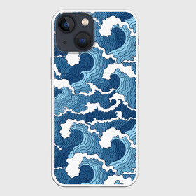 Чехол для iPhone 13 mini с принтом Морские волны в Курске,  |  | background | blue | drawing | element | fashion | foam | graphics | illustration | ocean | picture | sea | storm | style | water | waves | wind | ветер | вода | волны | графика | иллюстрация | картинка | мода | море | морские | океан | пена | ри