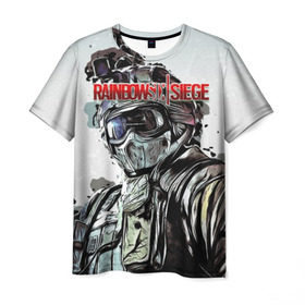 Мужская футболка 3D с принтом Rainbow Six: Siege в Курске, 100% полиэфир | прямой крой, круглый вырез горловины, длина до линии бедер | pvp | воин | герой | дым | огонь | оружия | пламя | призрак | снайпер | сражения | тактический | туман | шутер