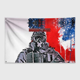 Флаг-баннер с принтом Rainbow Six Siege в Курске, 100% полиэстер | размер 67 х 109 см, плотность ткани — 95 г/м2; по краям флага есть четыре люверса для крепления | pvp | воин | герой | дым | огонь | оружия | пламя | призрак | снайпер | сражения | тактический | туман | шутер