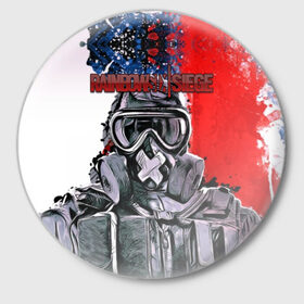 Значок с принтом Rainbow Six: Siege в Курске,  металл | круглая форма, металлическая застежка в виде булавки | pvp | воин | герой | дым | огонь | оружия | пламя | призрак | снайпер | сражения | тактический | туман | шутер