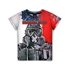 Детская футболка 3D с принтом Rainbow Six: Siege в Курске, 100% гипоаллергенный полиэфир | прямой крой, круглый вырез горловины, длина до линии бедер, чуть спущенное плечо, ткань немного тянется | pvp | воин | герой | дым | огонь | оружия | пламя | призрак | снайпер | сражения | тактический | туман | шутер