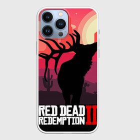 Чехол для iPhone 13 Pro Max с принтом RDR II в Курске,  |  | gta | rdr 2 | red dead redemption 2 | west | дикий запад | добыча | закат солнца | игра | кактусы | каньон | квест | легендарный олень в rdr 2 | новинки игр | рога оленя