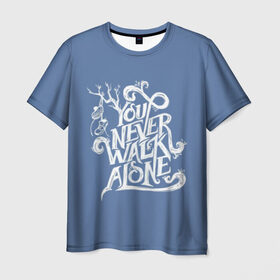 Мужская футболка 3D с принтом You Never Walk Alone в Курске, 100% полиэфир | прямой крой, круглый вырез горловины, длина до линии бедер | army | blackpink | bts | btsarmy | exo | jhope | jimin | jin | jungkook | k pop | kpop | mon | monster | rap | suga | wings | бтс