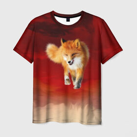 Мужская футболка 3D с принтом Огненная Лиса в Курске, 100% полиэфир | прямой крой, круглый вырез горловины, длина до линии бедер | fire fox | firefox | fox | fox say | ylvis   the fox | главное фыр | кицунэ | лиза | лиса | лисичка | мемасики | мемы | огонь | фыр фыр | хитрая лиса | я хочу фырфыр
