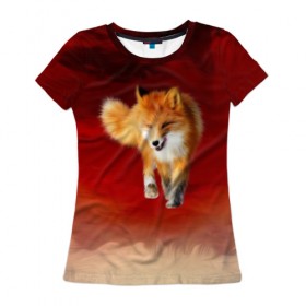 Женская футболка 3D с принтом Огненная Лиса в Курске, 100% полиэфир ( синтетическое хлопкоподобное полотно) | прямой крой, круглый вырез горловины, длина до линии бедер | fire fox | firefox | fox | fox say | ylvis   the fox | главное фыр | кицунэ | лиза | лиса | лисичка | мемасики | мемы | огонь | фыр фыр | хитрая лиса | я хочу фырфыр