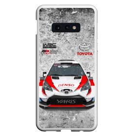 Чехол для Samsung S10E с принтом WRC Toyota в Курске, Силикон | Область печати: задняя сторона чехла, без боковых панелей | Тематика изображения на принте: auto | car | championship | race | rally | toyota | world | wrc | авто | гонки | машина | ралли | трасса | трек | чемпионат