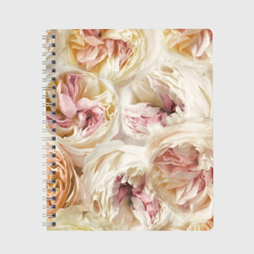Тетрадь с принтом Нежные Пионы в Курске, 100% бумага | 48 листов, плотность листов — 60 г/м2, плотность картонной обложки — 250 г/м2. Листы скреплены сбоку удобной пружинной спиралью. Уголки страниц и обложки скругленные. Цвет линий — светло-серый
 | Тематика изображения на принте: букет | красивый | милый | пион | роза | розовый | розочка | свадебный | флористика | цветок | цветы