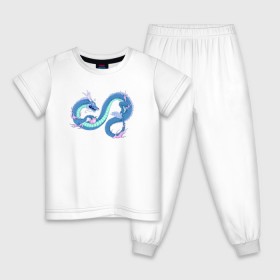 Детская пижама хлопок с принтом Синий китайский дракон в Курске, 100% хлопок |  брюки и футболка прямого кроя, без карманов, на брюках мягкая резинка на поясе и по низу штанин
 | Тематика изображения на принте: 