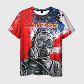 Мужская футболка 3D с принтом Rainbow Six: Siege в Курске, 100% полиэфир | прямой крой, круглый вырез горловины, длина до линии бедер | gameplay | mozzie | pvp | r6s | герой | дым | огонь | оружия | осада | пламя | снайпер | сражения | тактический | туман | шутер