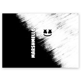 Поздравительная открытка с принтом Marshmello 3 в Курске, 100% бумага | плотность бумаги 280 г/м2, матовая, на обратной стороне линовка и место для марки
 | Тематика изображения на принте: dj | fortnite | marshmello | music | дж | зефир | маршмелоу | музыка | форнайт | фортнайт