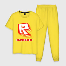 Мужская пижама хлопок с принтом Roblox в Курске, 100% хлопок | брюки и футболка прямого кроя, без карманов, на брюках мягкая резинка на поясе и по низу штанин
 | play | roblox | детская | для детей | игра | онлайн | ребенку | роблокс | роболкс | симулятор