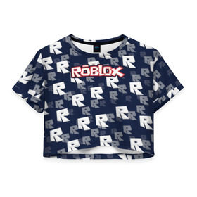 Женская футболка Cropp-top с принтом Roblox в Курске, 100% полиэстер | круглая горловина, длина футболки до линии талии, рукава с отворотами | roblox   массовая многопользовательская онлай | ориентированная на детей и подростков в возра