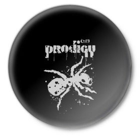 Значок с принтом The Prodigy логотип в Курске,  металл | круглая форма, металлическая застежка в виде булавки | Тематика изображения на принте: 2019 | album | art | break | dance | logo | music | prodigy | брейк | граффити | группа | заставка | лого | логотип | музыка | муравей | новый альбом | обложка альбома | продиджи