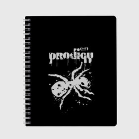 Тетрадь с принтом The Prodigy логотип в Курске, 100% бумага | 48 листов, плотность листов — 60 г/м2, плотность картонной обложки — 250 г/м2. Листы скреплены сбоку удобной пружинной спиралью. Уголки страниц и обложки скругленные. Цвет линий — светло-серый
 | Тематика изображения на принте: 2019 | album | art | break | dance | logo | music | prodigy | брейк | граффити | группа | заставка | лого | логотип | музыка | муравей | новый альбом | обложка альбома | продиджи