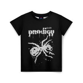 Детская футболка 3D с принтом The Prodigy логотип в Курске, 100% гипоаллергенный полиэфир | прямой крой, круглый вырез горловины, длина до линии бедер, чуть спущенное плечо, ткань немного тянется | Тематика изображения на принте: 2019 | album | art | break | dance | logo | music | prodigy | брейк | граффити | группа | заставка | лого | логотип | музыка | муравей | новый альбом | обложка альбома | продиджи