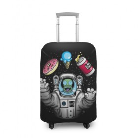 Чехол для чемодана 3D с принтом Гомер в космосе в Курске, 86% полиэфир, 14% спандекс | двустороннее нанесение принта, прорези для ручек и колес | bart | homer | lisa | simpsons | space | барт | гомер | космос | пончик | симпсоны