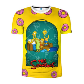 Мужская футболка 3D спортивная с принтом Симпсоны (3) в Курске, 100% полиэстер с улучшенными характеристиками | приталенный силуэт, круглая горловина, широкие плечи, сужается к линии бедра | bart | homer | lisa | simpsons | барт | гомер | лиза | мардж | пончик | симпсоны